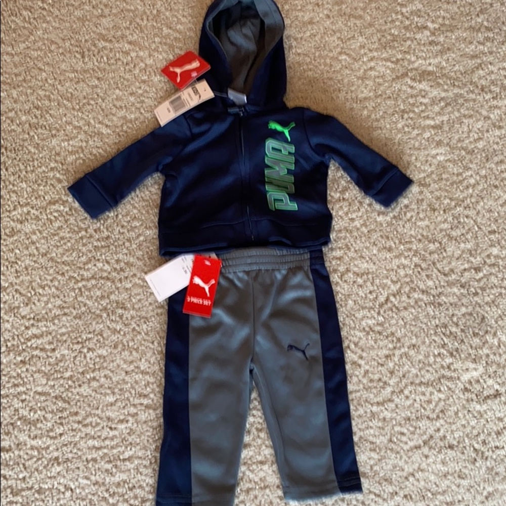 Puma kids 2 pieces set jacket blue pant gray 0-3 M